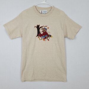 VTG Lighthouse Apparel Med. Fall Leaves Bear Embroidered T-shirt Short Sleeve